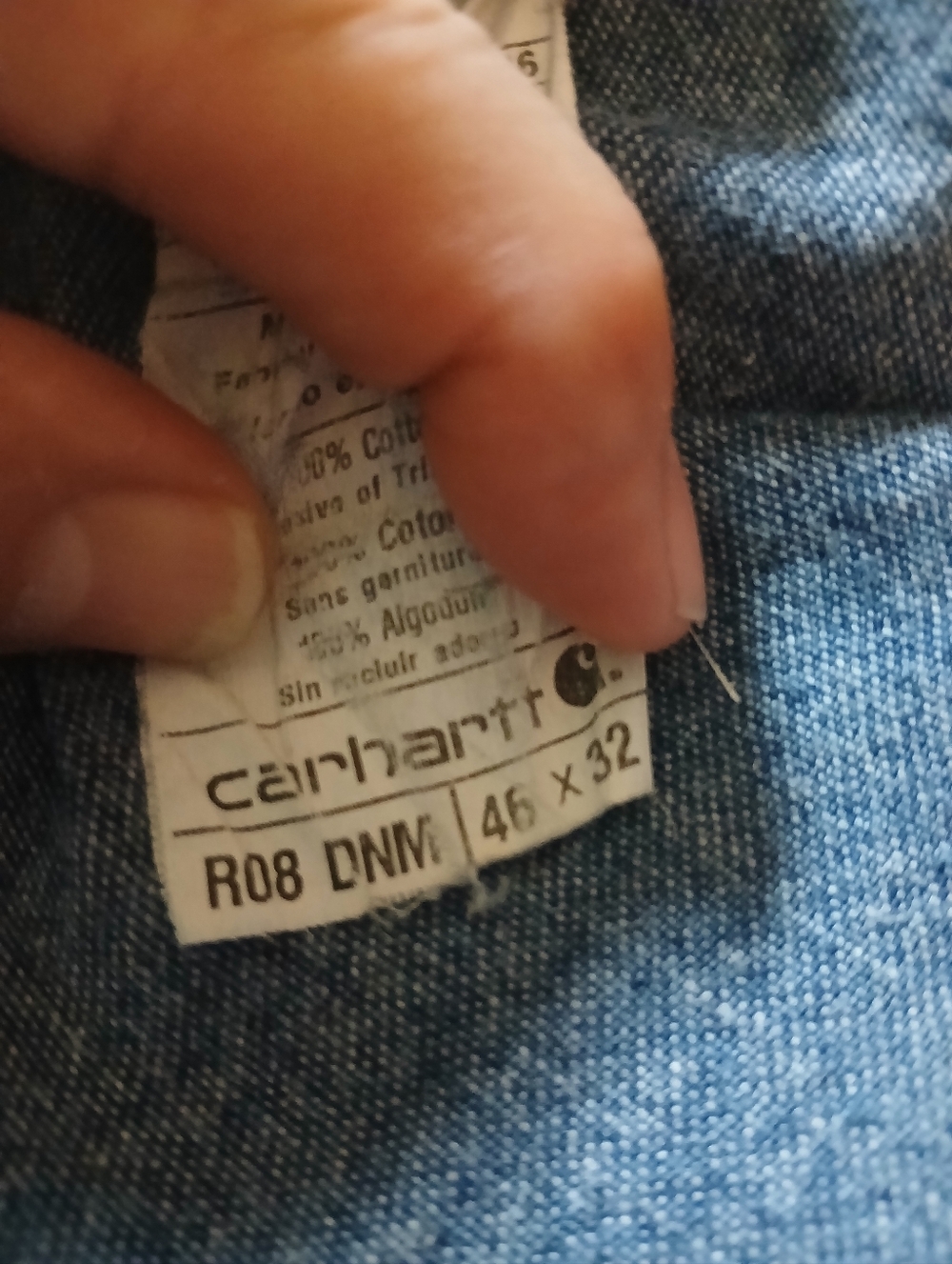 Carhartt Bib Overalls Mens 46x32 Blue Denim R08DNM Paint Splatter Workwear - Picture 3 of 9